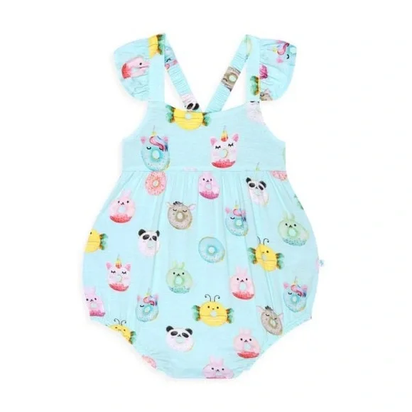 NWT Posh Peanut Donuts Ruffle Bubble Romper 3-6M - Picture 2 of 9